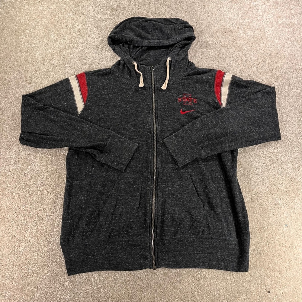 Nike Iowa State Hoodie Womens XL Charcoal‎ Grey Full Zip Long Sleeve Activewear